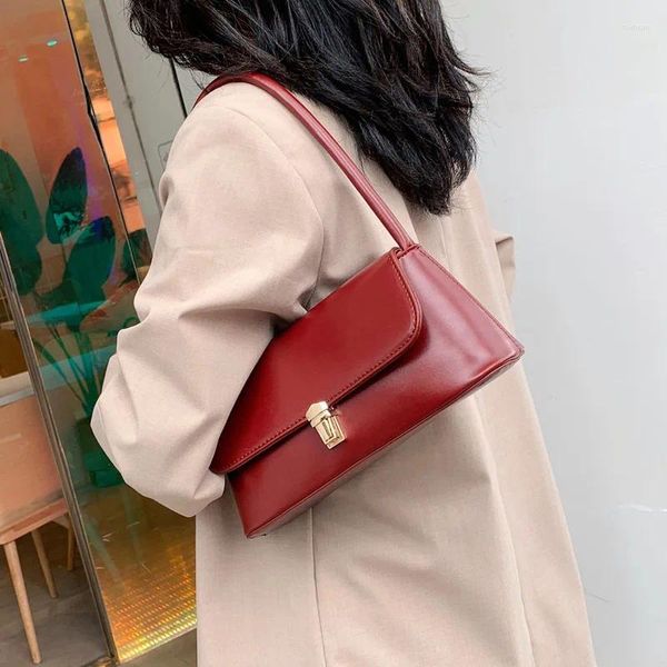 Sacs à bandoulière rouge pour femmes, sac sous les bras, 2024 coréen polyvalent simple, sacs à main élégants à la mode pour dames
