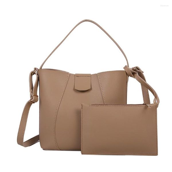 Bolsos de hombro para mujer, bolso de mano compuesto de lujo a la moda para mujer, bolsos individuales con relleno oblicuo para madre, cubo de cuero PU