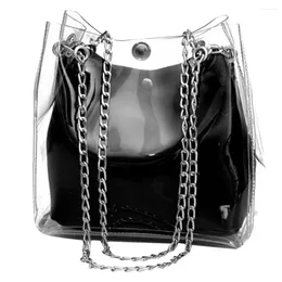 Sacs à bandoulière femmes petit sac à chaîne seau Transparent fourre-tout Composite femme sac à main Borsa A Tracolla Da Donna #50