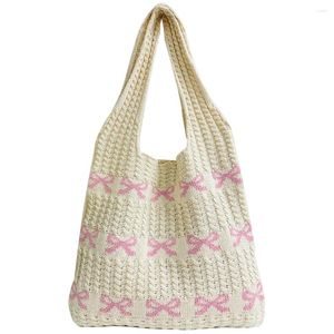 Sacs à bandouliers Femmes Sac en tricot doux à grande capacité Modèle d'arc Crochet multifonctionnel quotidien pour les voyages de shopping