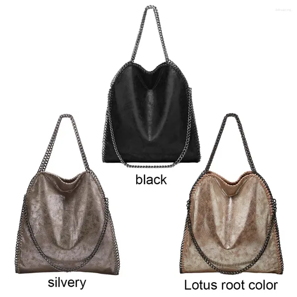 Bolsos de hombro para mujer, bolso cuadrado para ir al trabajo, bolso con cadena de gran capacidad, bolso de compras sencillo, Color sólido, Vintage, bandolera elegante Hobo