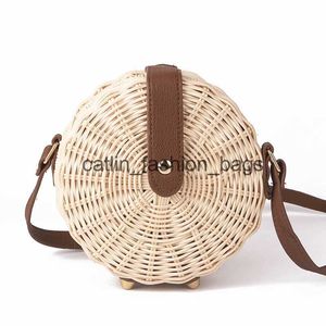 Sacs à bandoulière femmes sac de paille bohème Bali rotin plage sac à main petit cercle dame Vintage bandoulière fait à la main KinttedH24217