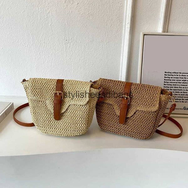 Sacs à bandouliers Sac de plage pour femmes avec courroie réglable Boho Paille tissage coquille crossbody femelles Summer Shopping Phoneh24217