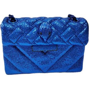 Bolsos de hombro Bolso de diseñador para mujer Bolso cuadrado pequeño de metal brillante azul Bolsos para teléfono móvil con cabeza de águila Bolso bandolera con correa de cadena 240311