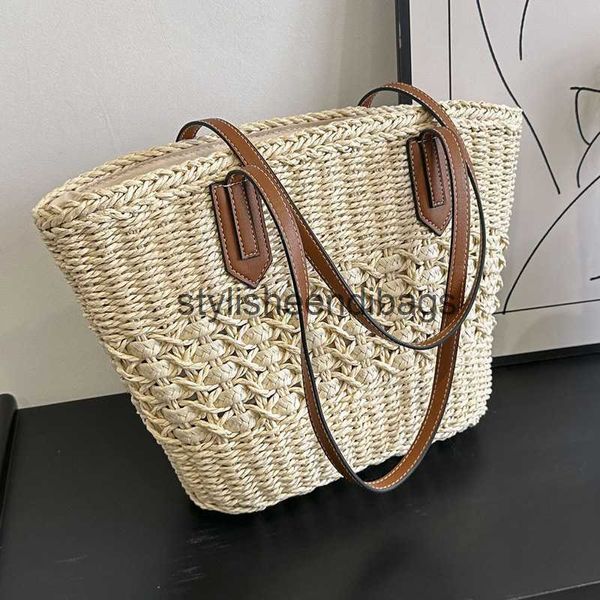 Sacs à bandoulière Sac de paille tissé pour femmes de grande capacité 2023 nouveau haut de gamme été texture polyvalente plage à bandoulière unique H240401