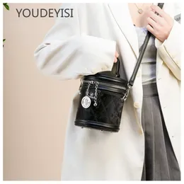 Schoudertassen youdeyisi mode dames tas: high-end textuur emmer tag trend one-shoulder messenger