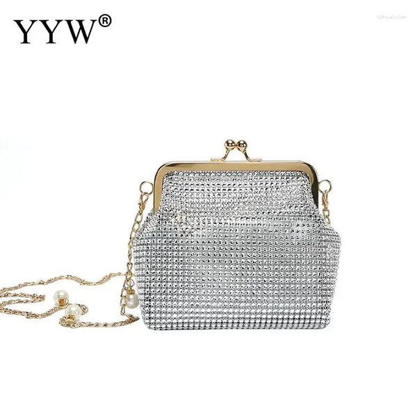 Bolsos de hombro Yyw Mini Mujeres Embrague Mujeres Renestono Geométrico EXPROBACIÓN Y MURSA MENSAJERA FEMENA FEMENTA CON CADENA DE LA CADENA DE PROMA DE CADENA