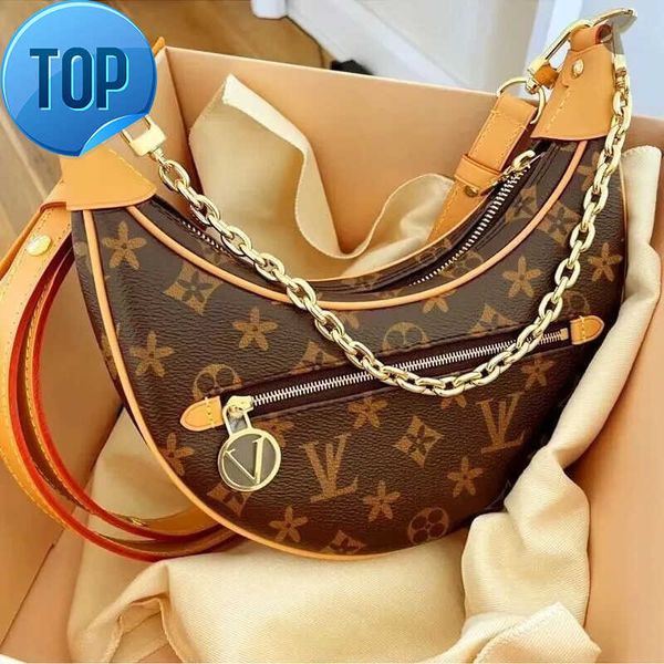 Bolsas de hombro Cremallera Croissants Loop Media Luna Bolsa de axila Hombres de mujer Diseñador Cartera M81098 Luis Cuero genuino Cadena de oro Bolso Tote Lujo Crossbo