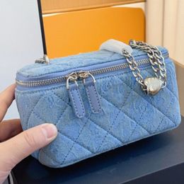 Sacs à bandoulière seau femme sac de maquillage fourre-tout bandoulière géométrie pochette de lavage carrée denim double lettre motif boucle solide sacs de soirée de luxe pour femmes cadeau de mode