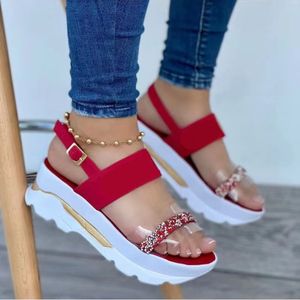 Schouder High Peep Strap Sandals Buckle Summer Heel Platform Toe Slippers Dames Wedding Beach Shoes 230724 83 5383767 53767