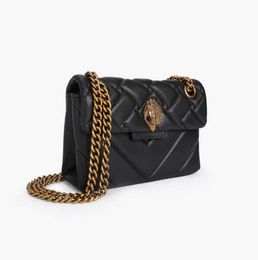 Épaule Kurt Geiger London Mini Black Gold / Sier Chains Sacs pour femmes Real Leather Cross Body Handsbag European and American Fashion