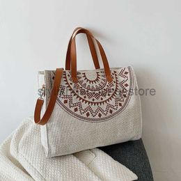 Épaule grande capacité style ethnique portable version coréenne fourre-tout minimaliste tempérament artistique sac à main en coton et lin sac à provisions élégantsac à main