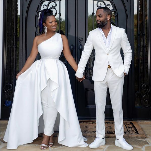 Mono nupcial con un hombro y falda para mujer, vestidos de fiesta de noche, vestido de fiesta con volantes acampanados, hecho a medida