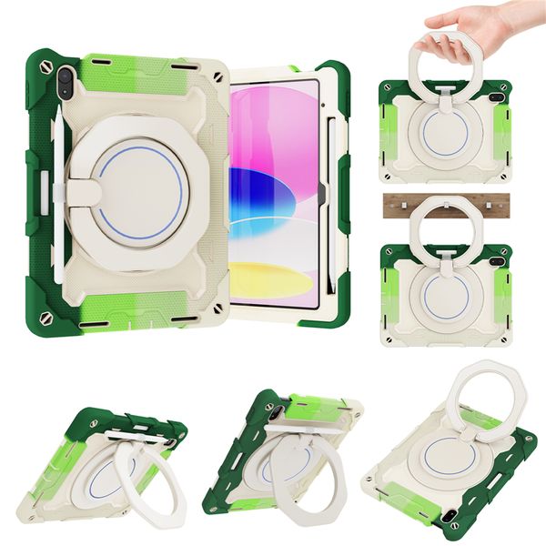 Funda para tableta de silicona con arcoíris para iPad 10.9 '', rotación 360, práctica 3 en 1, protección completa, parachoques suave, armadura resistente, carcasa con función atril y ranura para bolígrafo a prueba de golpes