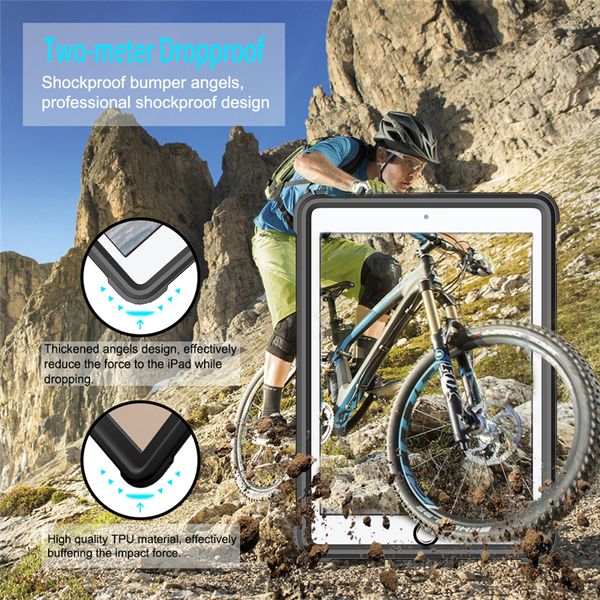 Bandoulière IP68 étanche étui transparent pour tablette pour iPad Pro 10,5 '' lanière réglable Sports de plein air protection complète transparente robuste armure coque anti-chute