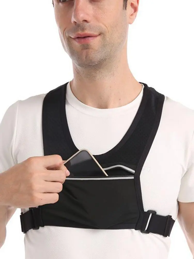 ショルダーベスト反射胸部バッグ携帯電話バッグ調整可能な反射運動ベスト調整可能な電話ホルダーバッグサイクリング用
