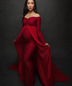 La robe de grossesse à manches longues sans épaule PHOSE PROPS MATÉRISE MAXI Robes de robe pour PO Shoot Women Women Vêtements Y2008832839