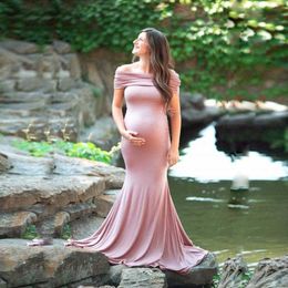 Schouderloze zwangerschapsjurken Fotografie rekwisieten Lange zwangerschapsjurk voor babyshower Fotoshoots Zwangere vrouwenjurk