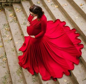 Schoudervrij Zwangerschapsjurken Pography Props Sexy Split Side Maxi-jurk voor zwangere vrouwen Lange zwangerschapsjurk Po Shoots8910276