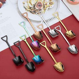 Shovel Spoon Silver Gold Copper Black Rainbow Coffee Dessert Spoon