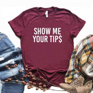 Laat me je tips zien print tee dames t -shirts casual t -shirt voor lady top hipster 6 kleur