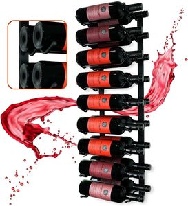 Showcase Pro Casier à vin vintage mural 18 bouteilles – Cave à vin suspendue en fer forgé – Support à vin flottant moderne – Organiseur mural noir