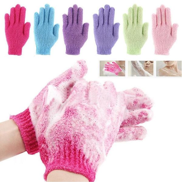 Ducha Guantes de baño Exfoliante Lavado Piel Spa Masaje Exfoliante Corporal Depurador Guante 7 colores Guantes de baño suaves Regalo Envío gratis