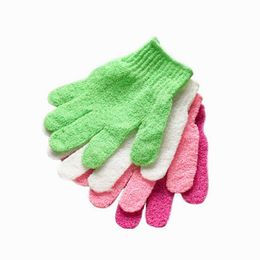 Douche bad handschoenen vijf vingers exfoliërende spa bad handschoenen lichaam massage reiniging scrubber snoep kleuren badhanddoek 7 kleuren DW4874