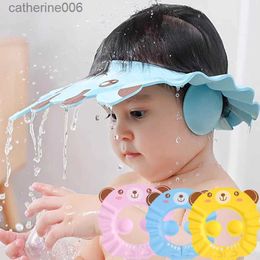 Bonnets de douche Chapeau de lavage de cheveux réglable pour bébé enfants shampooing bain douche protéger couvre-tête douche capuchon souple enfants oreille Protection des yeux L231110