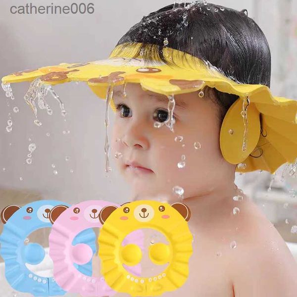 Bonnets de douche Bonnet de douche réglable bébé enfants chapeau de lavage de cheveux enfants shampooing bain douche protéger couvre-tête bain oreille Protection accessoires L231110