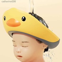 Bonnets de douche Bébé réglable bain bonnet de douche EVA imperméable enfants shampooing chapeau yeux protection des oreilles casque antibruit pour enfants lavage des cheveux L231110