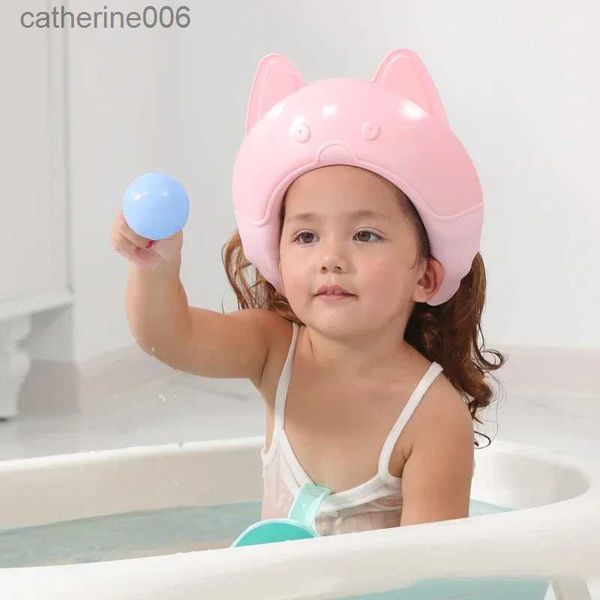 Bonnets de douche Bonnet de shampoing pour bébé réglable chapeau de douche pour enfants imperméable à l'eau visière de bain pour enfants mignon bouclier de lavage des cheveux pour la protection des yeux L231113