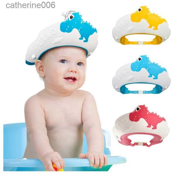 Bonnets de douche Bonnet de shampooing pour bébé Lavage des cheveux pour enfants Dinosaure Protection des yeux et des oreilles en silicone Bonnet de shampooing imperméable pour enfants Baby Hair WashL231110