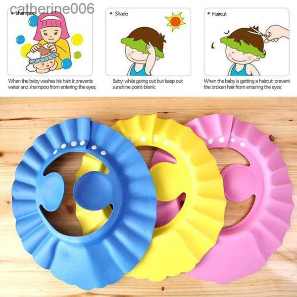 Bonnets de douche Bonnet de douche pour bébé chapeau de lavage de cheveux réglable pour nouveau-né Protection des oreilles du nourrisson sûr enfants enfants shampooing bouclier couverture de tête de bain L231111