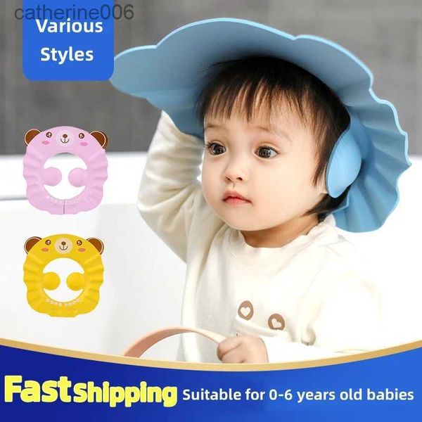 Gorros de ducha Gorro de ducha para bebé Gorro de baño Gorro con visera ajustable suave Champú seguro Ducha Protección de baño Gorro de baño para niños pequeños L231110