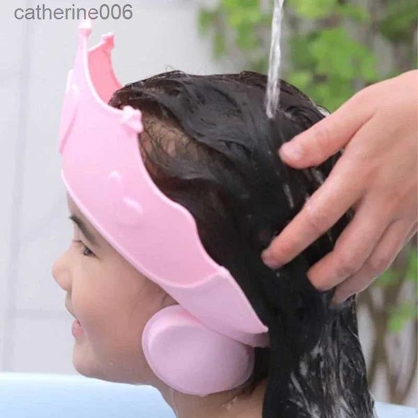 Bonnets de douche Bonnet souple de douche pour bébé, chapeau de lavage de cheveux réglable pour enfants, Protection des oreilles, shampoing pour enfants, protection de la tête, couvre-tête L231111