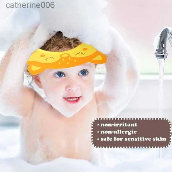 Bonnets de douche Baby Shower Visière de tête de bain imperméable pour bébé avec protection des oreilles pour laver les cheveux Silicone souple PP TPE Visière de sécurité réglable L231111
