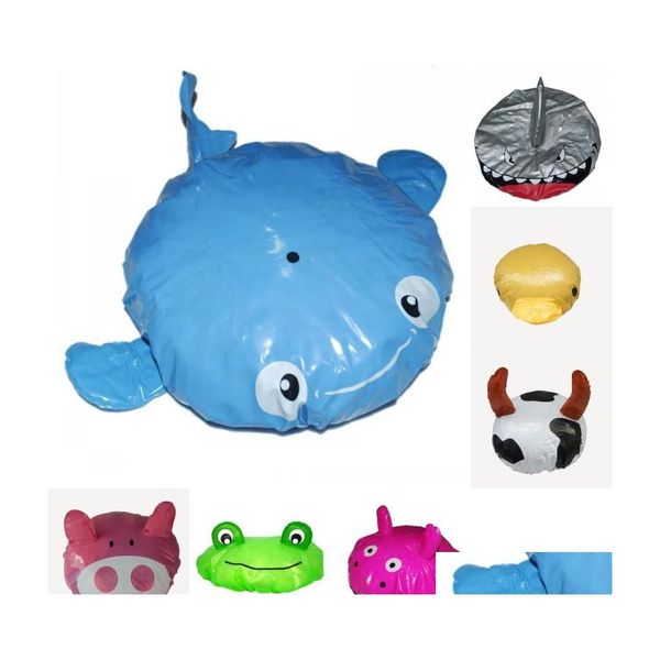 Bonnets de douche accessoire de bain 1Pc étanche Pvc élastique Spa bonnet de douche chapeau accessoires de salle de bain cheveux Er protecteur chapeaux dessin animé Animal Dhghy