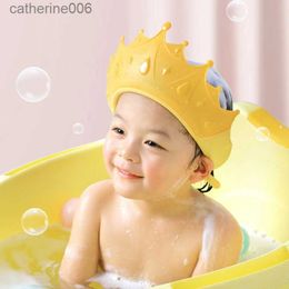 Bonnets de douche Bonnet de bain couronne bonnet de shampoing pour bébé imperméable réglable en silicone protection des oreilles shampoing pour bébé artefact L231110