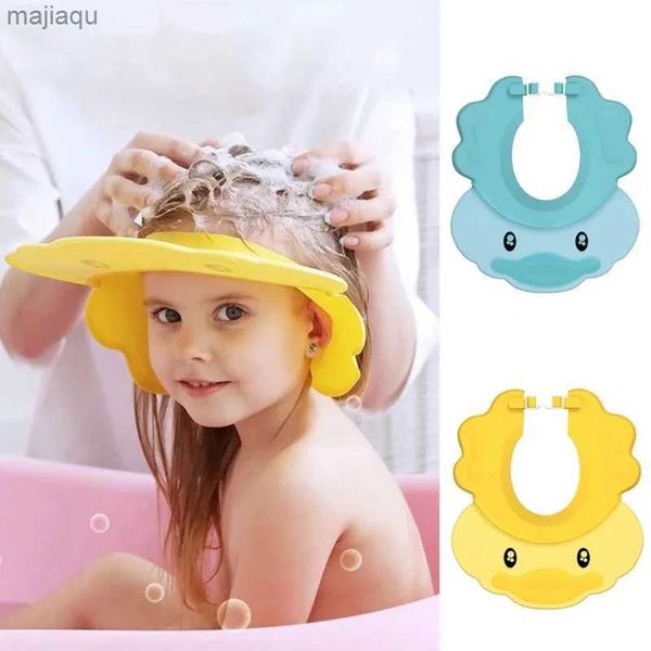 Gorros de ducha Lindo pato en forma de tamaño ajustable baby shower adecuado para niños champú de ala ancha gorro de champú gafas para niños pequeños L2403