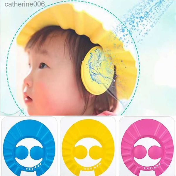 Bonnets de douche EVA doux bébé enfants shampooing bain bonnet de douche enfants bain bonnet de protection visière de bain réglable chapeau lavage cheveux bouclier avec EarL231110