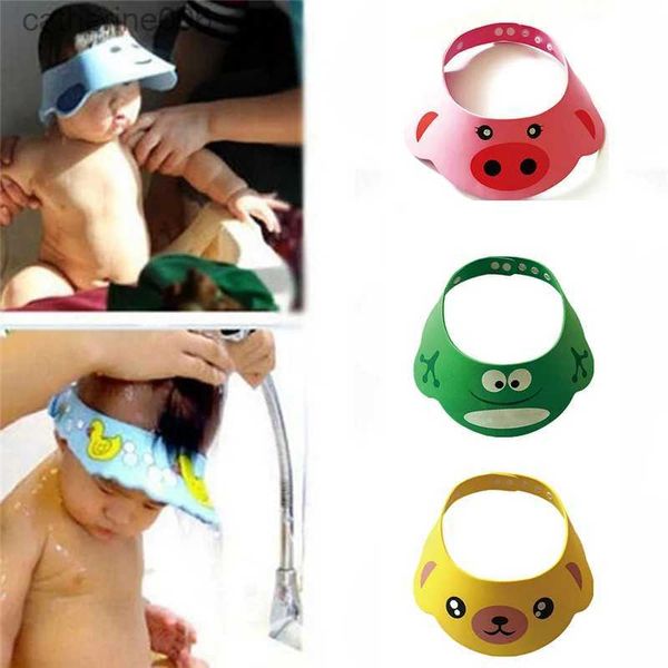 Bonnets de douche Enfants bain visière chapeau réglable bébé bonnet de douche protéger shampooing bébé soins enfant en bas âge cheveux lavage bouclier enfants infantile imperméable CapL231110