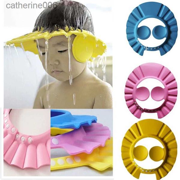 Bonnets de douche Enfants Sûr Shampooing Douche Bonnet de Bain Bain Protéger réglable Bonnet Souple Pour Bébé Lavage Cheveux Bouclier Enfants Bain HatL231110