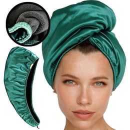 Douchekappen microfiber haaromslag handdoek dubbele laag krullende tulband voor vrouwen satijnen drogen 230425