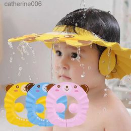 Bonnets de douche Shampoing sûr douche bain bain protéger chapeau souple pour bébé laver cheveux bouclier Bebes enfants bain douche protéger tête couverture L231110