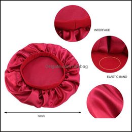 Bonnets de douche Soie Satin Bain Femme Caps Head Wrap Soins Des Cheveux Bonnets Rond Extensible Ajusté Sommeil Chapeaux Accessoires De Salle De Bain 5 3BA B2 Dhcr5