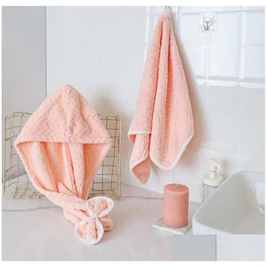 Bonnets de douche Softdry Microfiber Hair Drying Cap - Twist Dry Towel Turban For Bonnet Style Fast Absorbent Pink. Livraison directe à domicile Gar Dhxaz