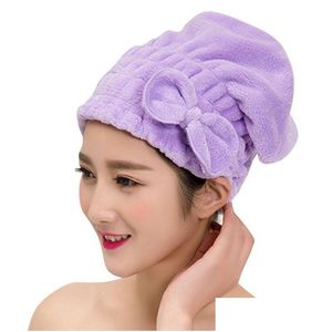 Bonnets de douche en gros- 21x25 cm robe de chambre pour femmes sèche-cheveux tête chapeau filles bain salle de bain tresse-chapeau chapeaux hommes casquette femelle goutte Deli Ot9Ah