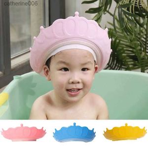 Bonnets de douche En gros Dropshipping Enfant Shampooing Cap Élargi Réglable Dessin Animé Compact Couleur Vive Bébé Cheveux Lavage Bain HatL231110