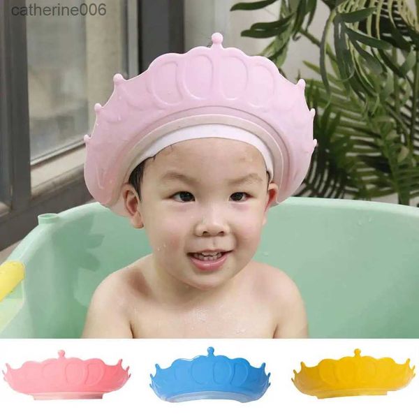 Bonnets de douche En gros Dropshipping Enfant Shampooing Cap Élargi Réglable Dessin Animé Compact Couleur Vive Bébé Cheveux Lavage Bain HatL231110